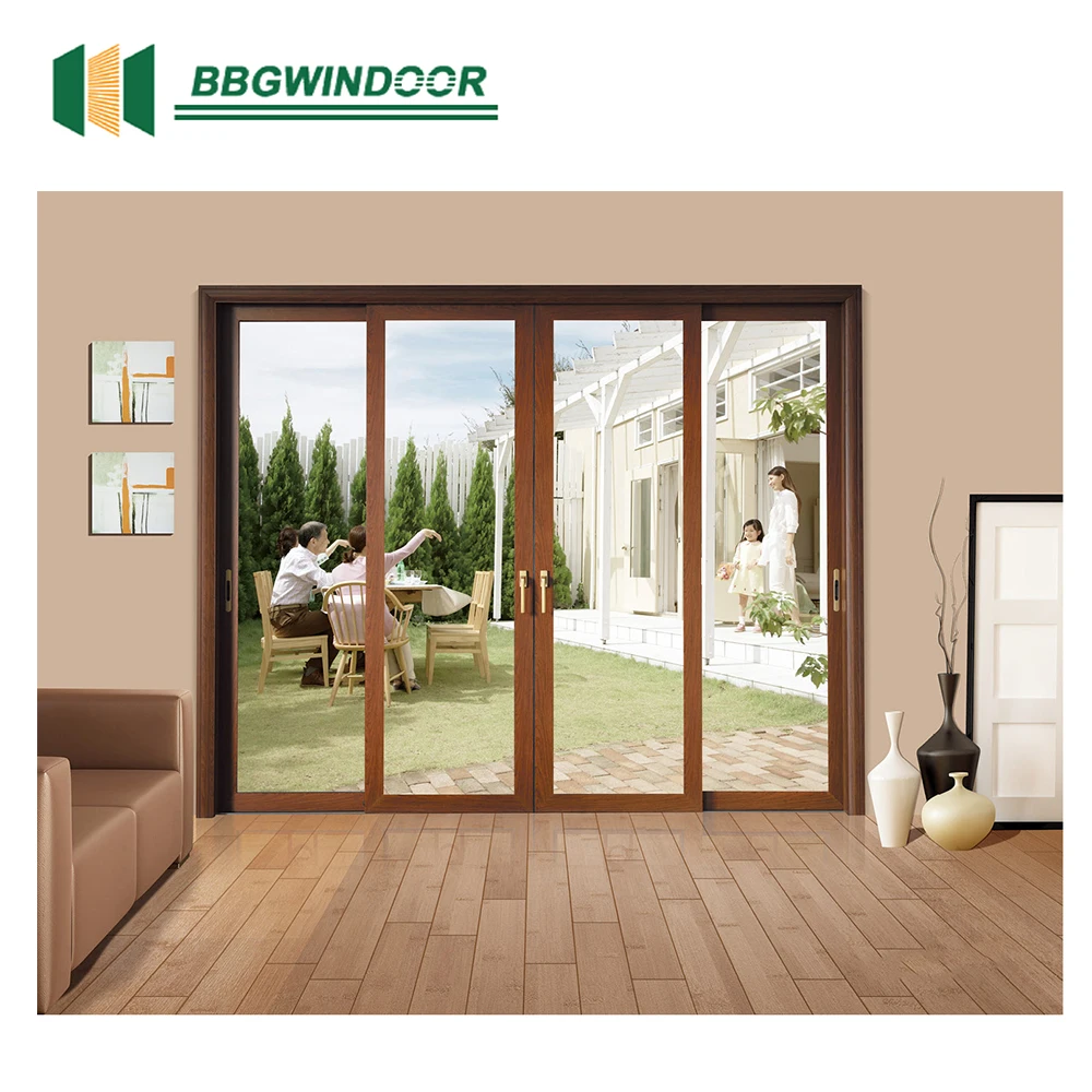 Lukliving energy saving aluminium profile lowes heat insulation glass double glass sliding door for wooden house