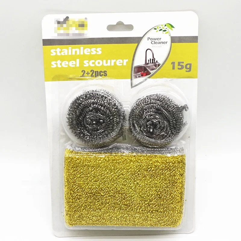 Kitchen Cleaning Tool Set 2 Pcs Kitchen Cleaning Mesh Sponges Scrubber Steel  Cleaning Ball Wire Scourer