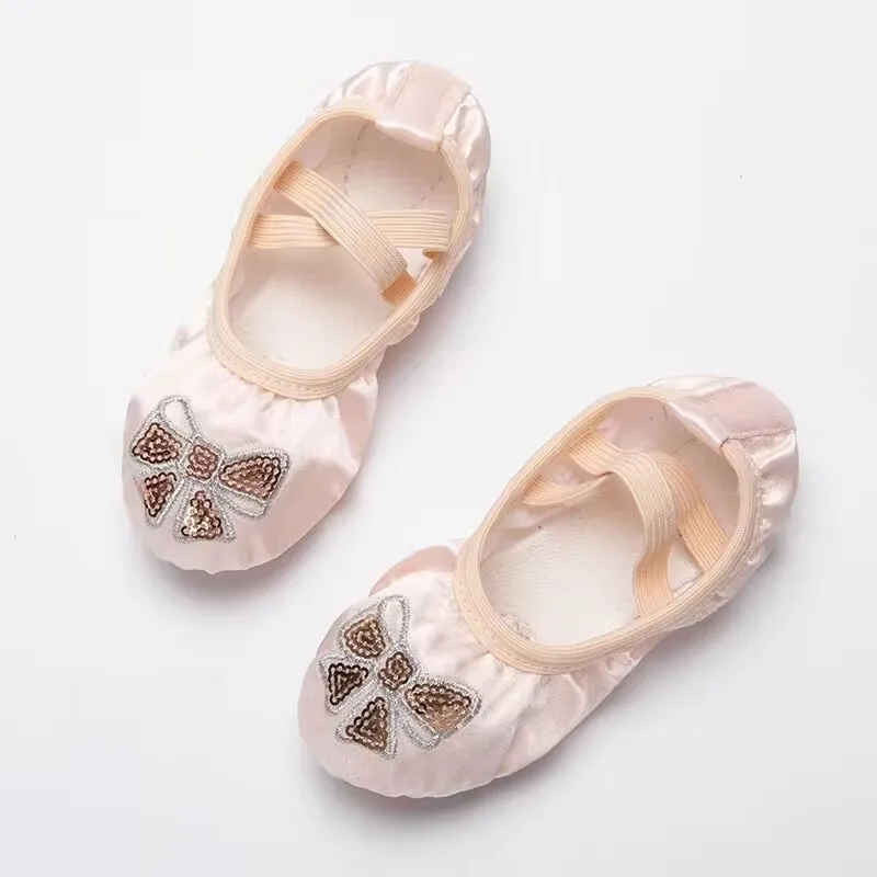 Best quality new fashionable ballroom standard pink kids girls canvas ballet dance shoes