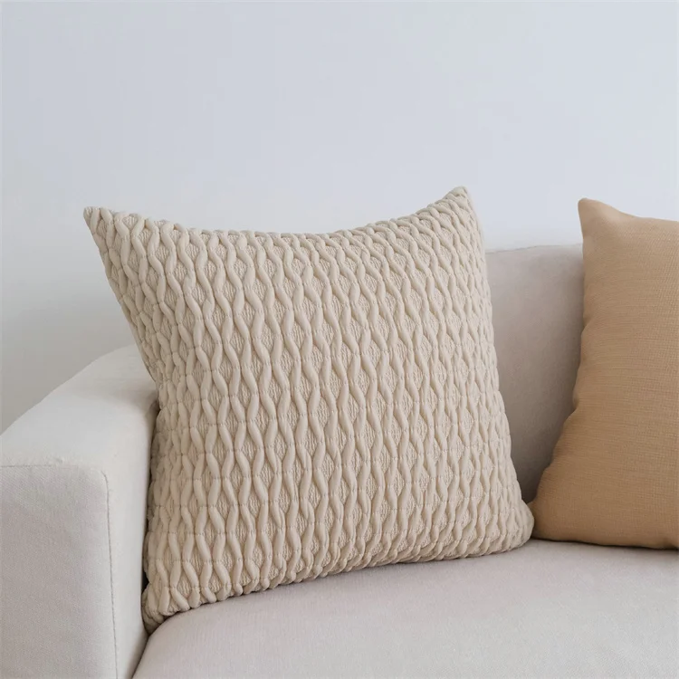 Nordic simple solid color niche ball three-dimensional pillow case Khaki Pillow case