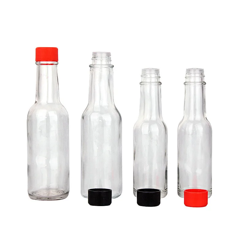 Hot Sauce Woozy Bottles Empty 5 Oz Complete Sets of Premium Commercial Grade Clear Glass Dasher Bottle with Shrink Capsule