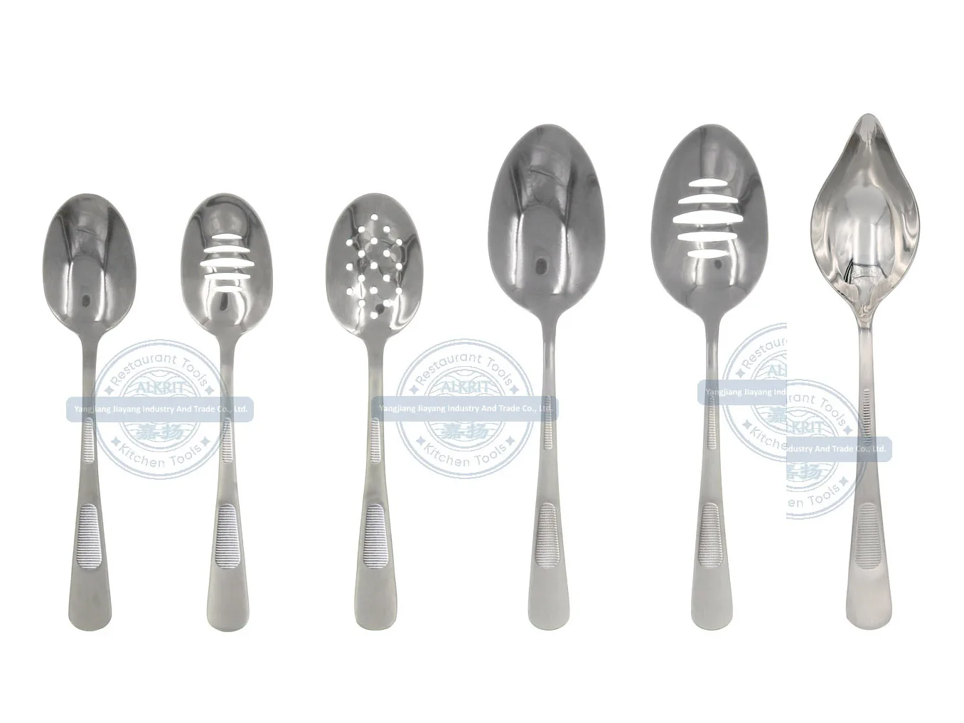 (JYKT-CS001-series) in Stock Stainless Steel 18/8 Chef Plating Sauce Spoon Set with Solid / Slotted / Perforated Bowl