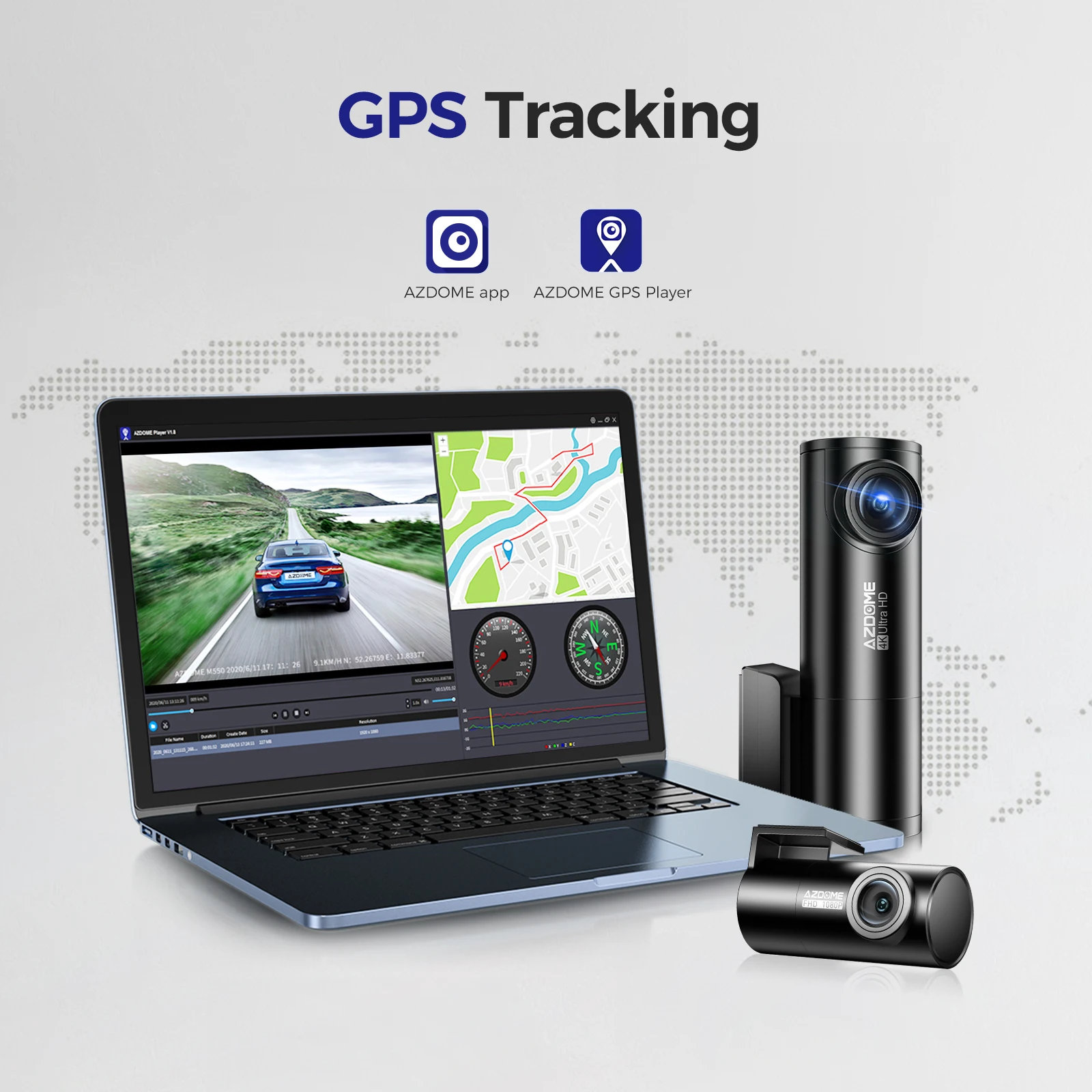 AZDOME M300S 4K + 1080P Dual Dash Cam With Build-in 5G WIFI & GPS Voice Control Car Black Box Camcorder Camera 4K Dashcam