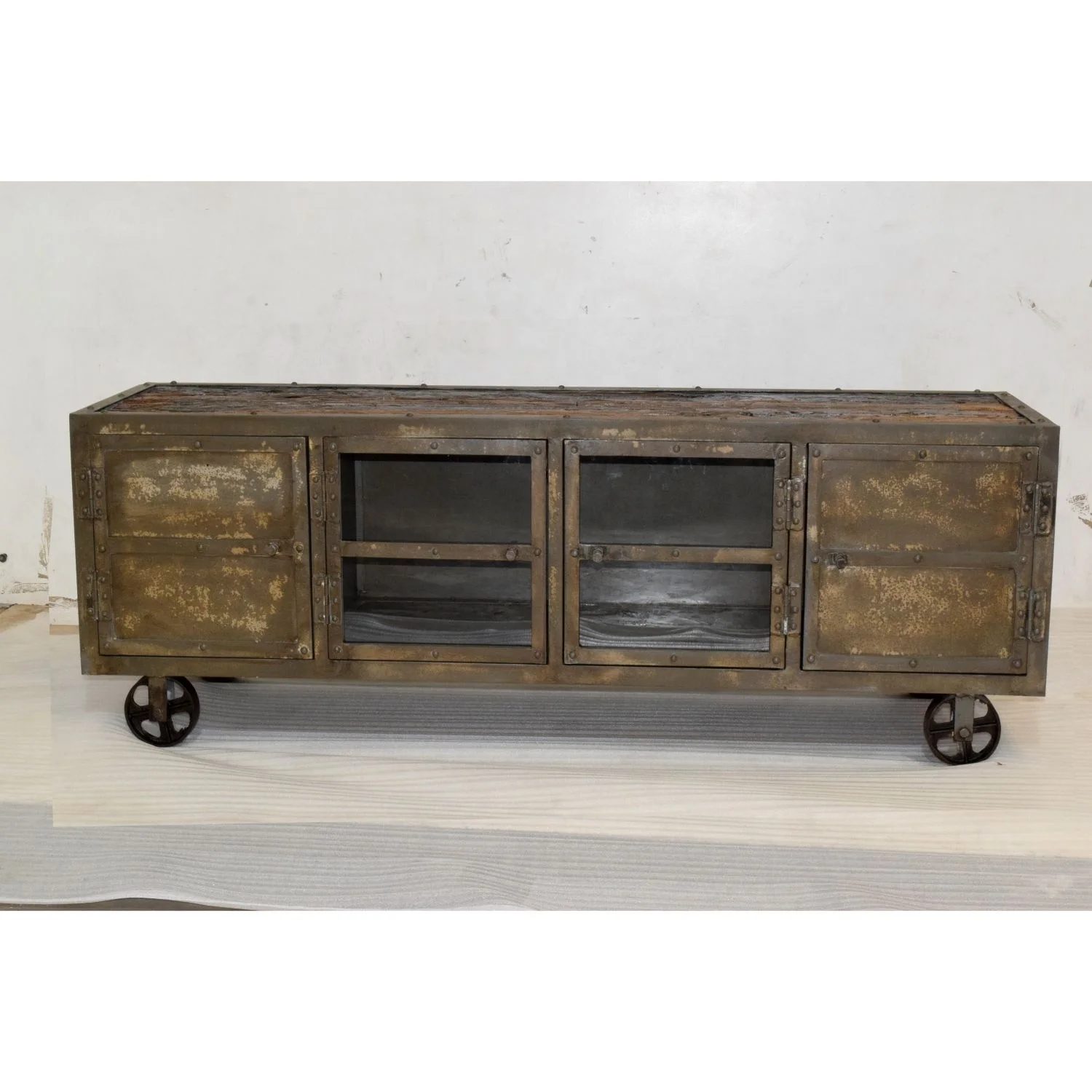 Industrial Rustic Urban Loft Modern Reclaimed Wooden Metal Living Room Office Home Apartment Villa Interior Tv Stand Cabinet