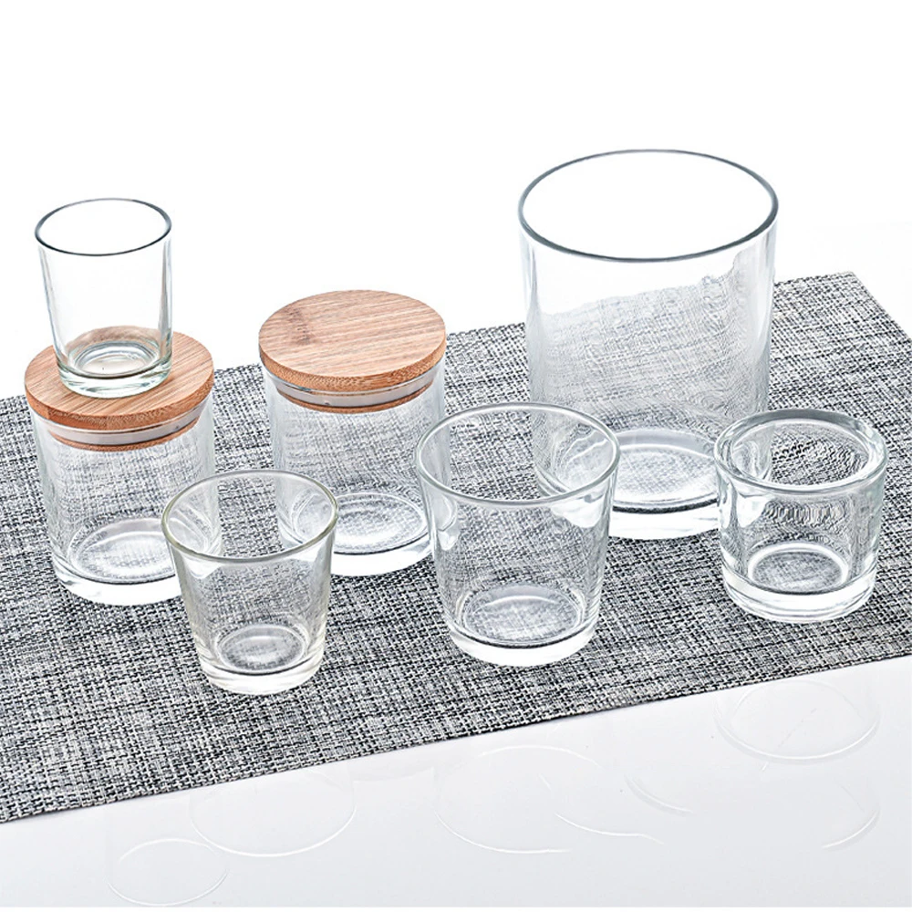 Wholesale can customize logo and colorful glass 8OZ Clear Empty Candle Jar with Lid Jars for Candle Making