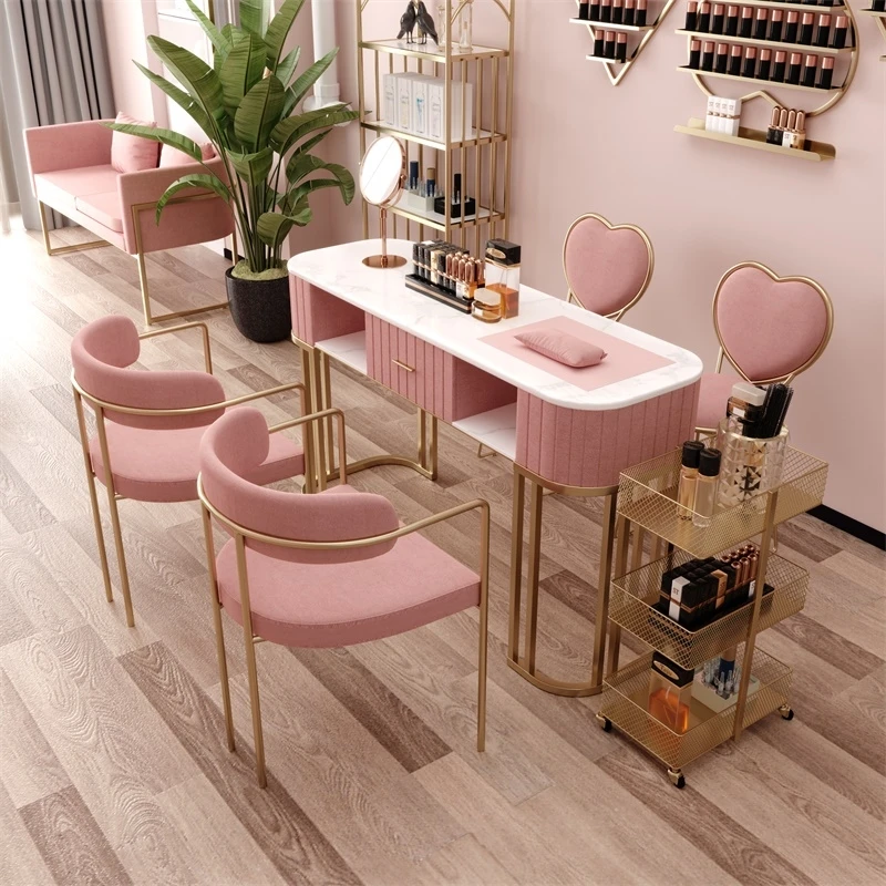 INS Style nail salon furniture Metal nail manicure salon table manicure table hair salon equipment