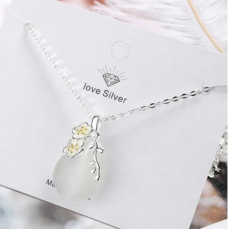 Sterling silver flower and opal women