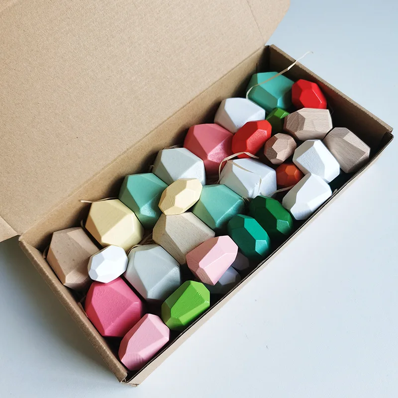 Hot Sale Colorful Wooden Stone Balance Toys For Kids