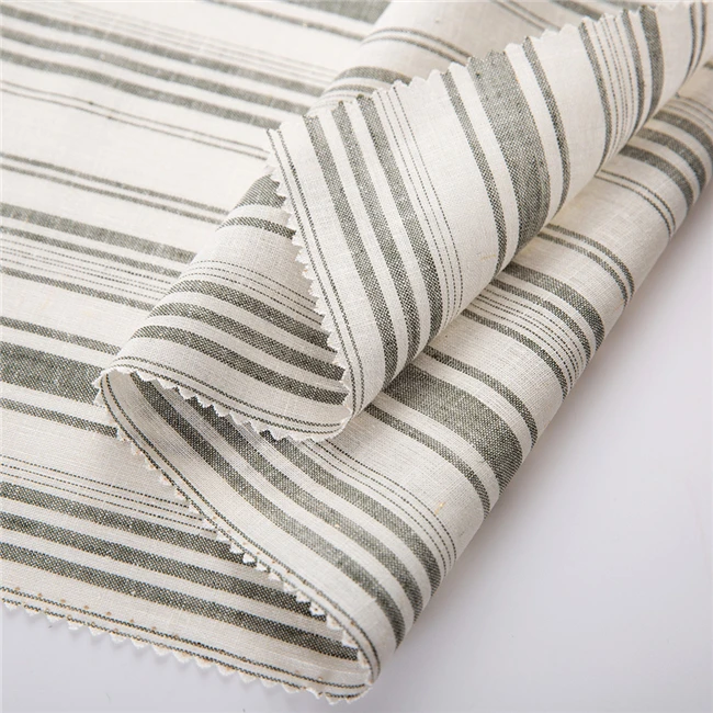
Modern Design Green and White stripe fabric Linen and Rayon Fabric 