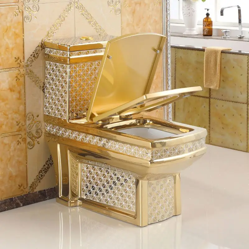 Golden Toilet Sanitary Ware Luxury Bathroom Commode Wc Porcelain Ceramic Gold dragon Toilet Bowl water closet toilet