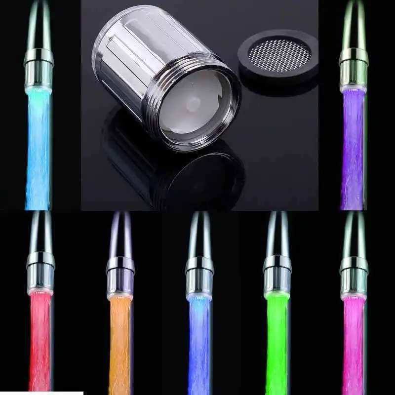 Wholesale Led Temperature Sensor Water Faucet Light-up 7 Colors Kitchen Bathroom Shower Tap Faucet Nozzle Head