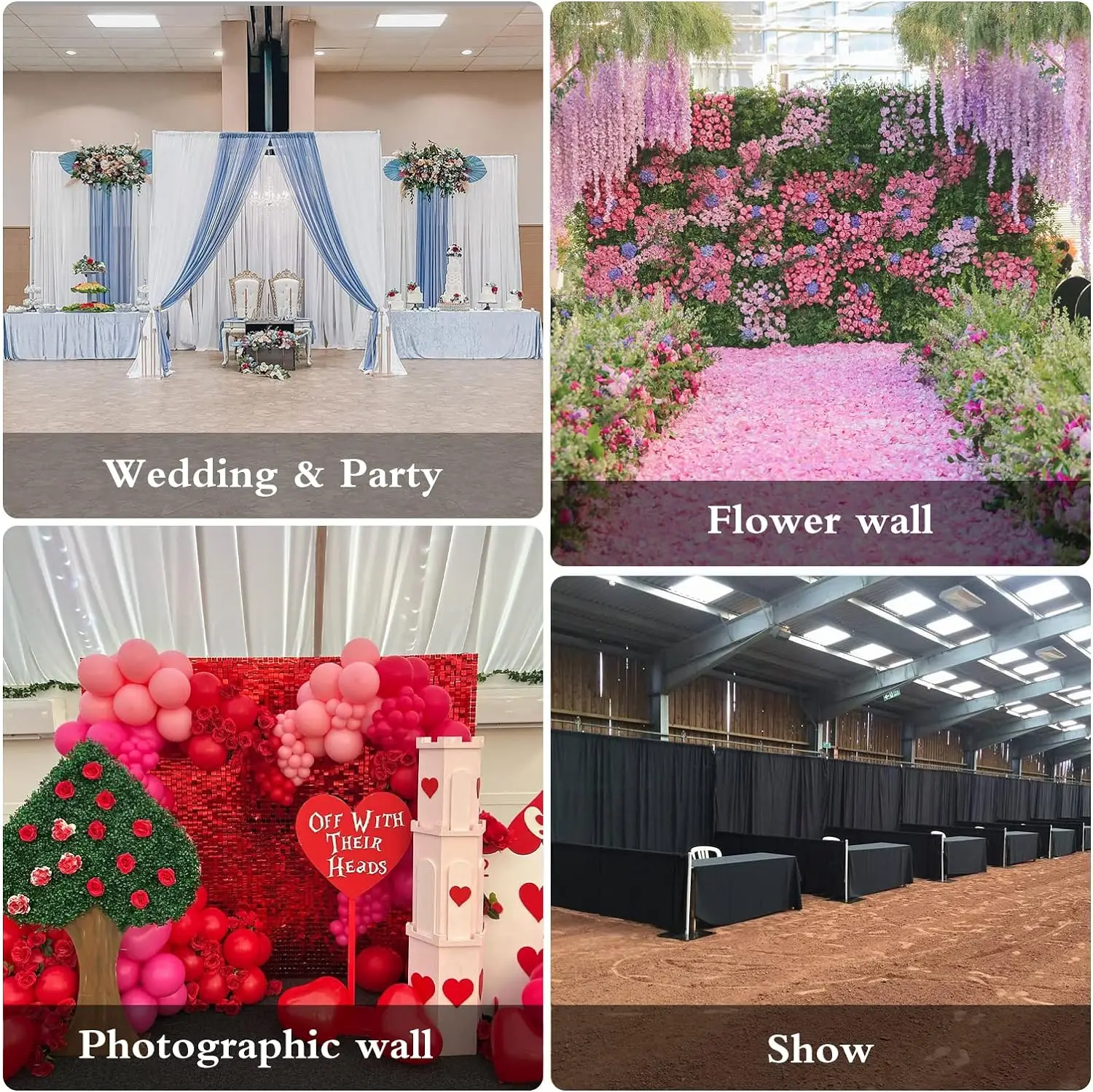 Heavy-Duty Metal Pipe Drape Backdrop Stand Kit Adjustable Birthday Decoration and Photography Photo Booth