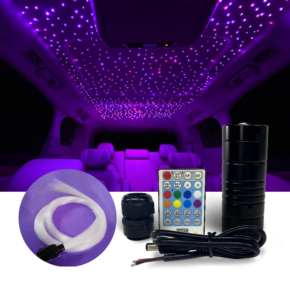 6w dc12v high lighting light source + 300 sky stars plastic optic fiber bundle for car led fiber optic lights
