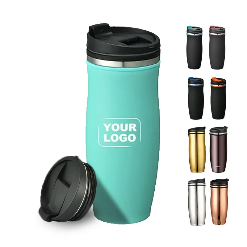 SJB047 401-500Ml New Double Wall Plastic Stainless Steel Car Custom logo Travel Matte Coffee Mug Gym Water Bottle