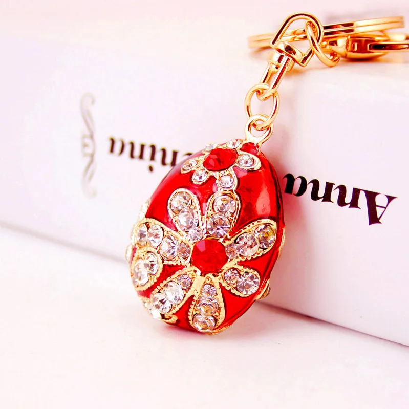 Creative Drip Craft Small Gift Easter Egg Keychain Ladies Bag Accessories Metal Pendant Key Chain
