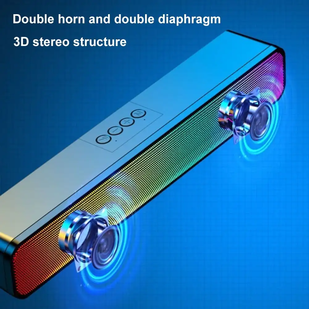 Gaming Speakers Bluetooth speaker Portable RGB  Sound Bar Aux Wireless Desktop Speakers for PC TV