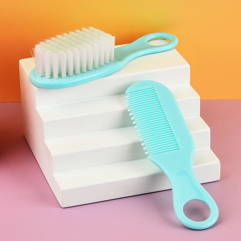 2 Pcs Set Plastic ABS Baby comb and brush set massage scalp newborn baby comb clean scalp PVC BOX Package