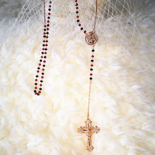 24K gold plate High Quality Guadalupe copper necklace rosary