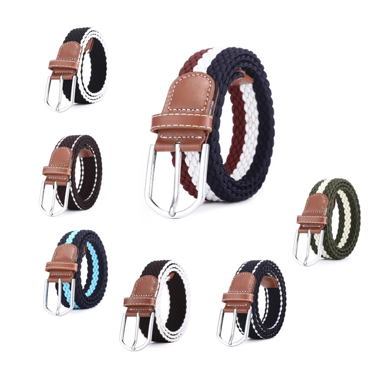 3517 Hot Sell Women Fashion Elastic Braided Fabric Belts Black Stretch Webbing Belt