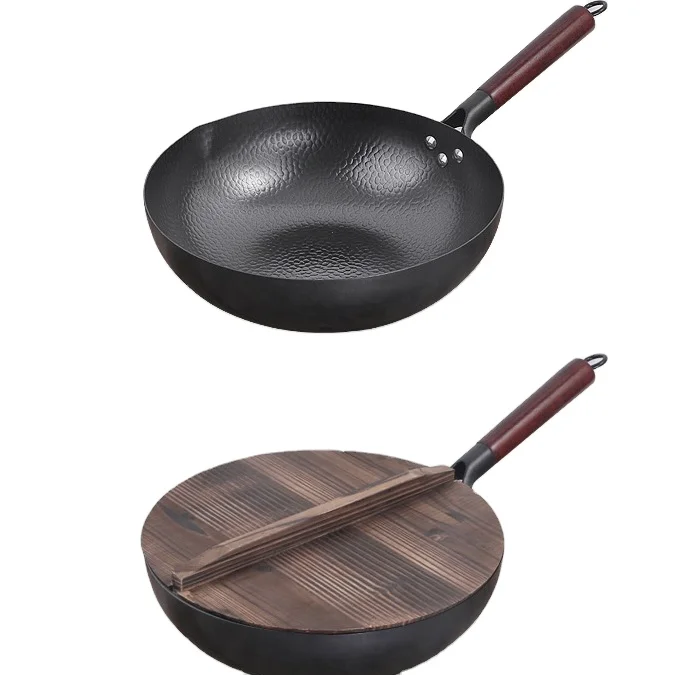 Cheap Chinese Non-stick Cast Iron Wok Pan without Coating Fish Scale Fry Pan Wok Pan