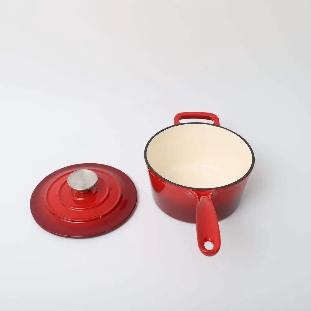 customized logo enamel cast iron sauce pan milk soup pot with handle