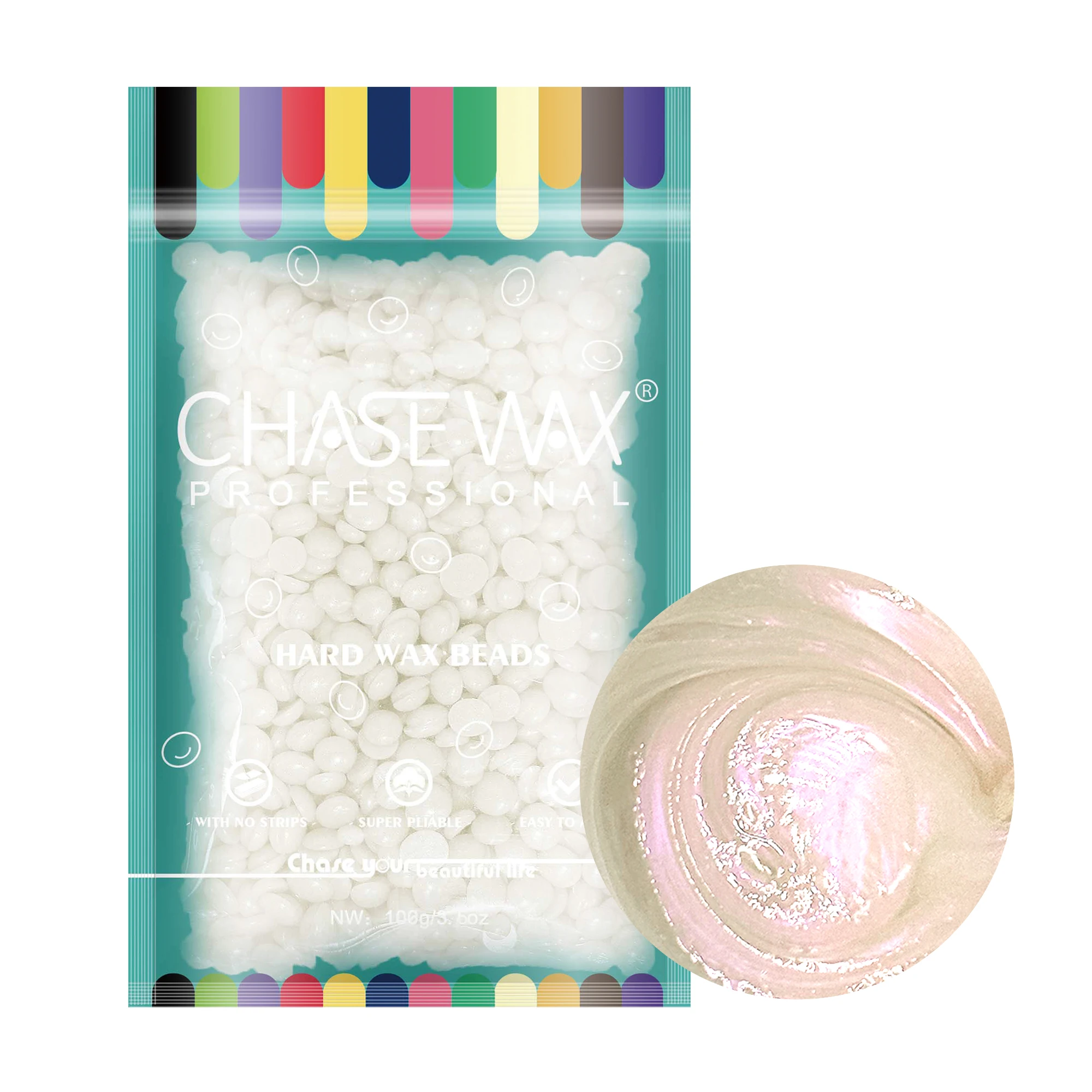 Chase Wax 100g Shimmer Lilac Rosin Free Hair Removal Depilatory Hard Wax Beads for All Skin Type