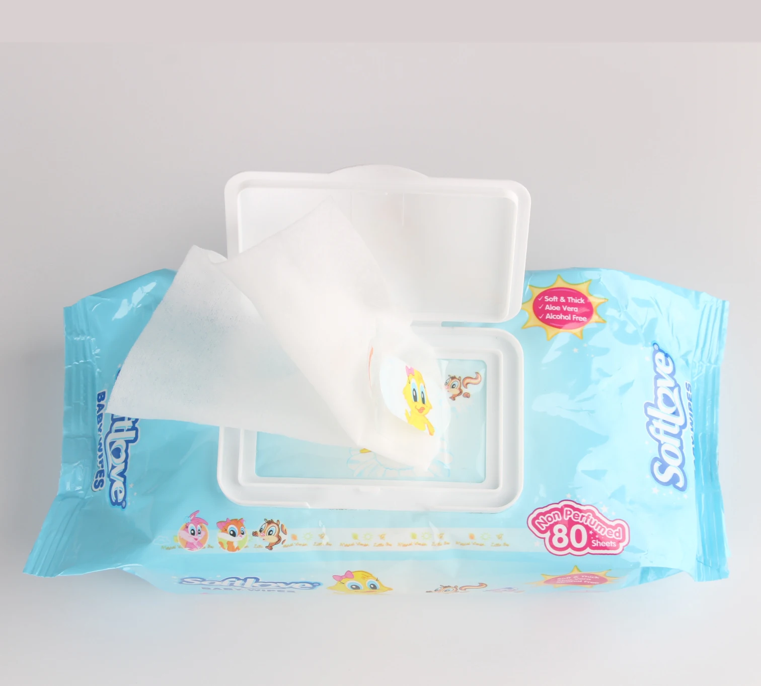 Softlove Organic Baby Wipes Biodegradable Non-woven Fabric Unscented Wet Disposable Baby Wipes