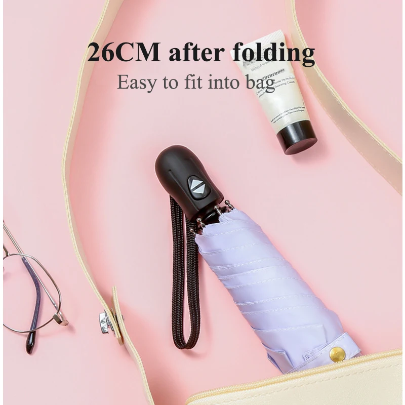 Customised High Quality Travel Portable Luxury Outdoor Windproof Parasols Automatic 3 Fold Folding Umbrellas For Girls Women