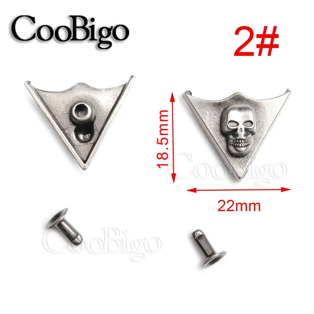 100sets/Pack Metal Spike Studs Rivets Vintage Rivet Leather Bag Belt Bracelet Shoes Garment Sewing DIY Accessories Pirate Skull