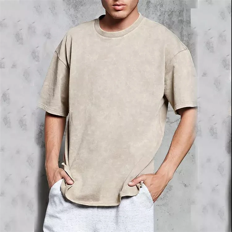Оптом в винтажном стиле «хип-хоп» Camiseta Slim Fit уличная рубашка свободная Stonewash хлопковая Футболка 100% хлопок пустой мужские кислой очисткой