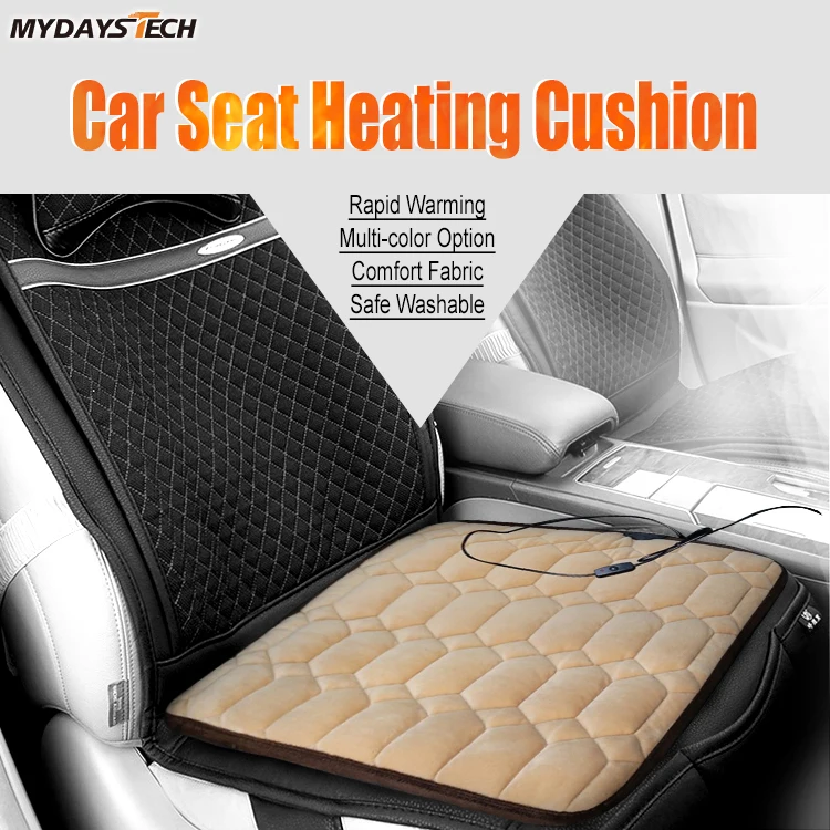 Mydays Outdoor Safety Comfortable Non-slip Car Heating Seat Cushion Cover with 3 Heat Setting