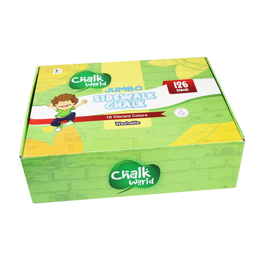 Kids Giant Box Non-toxic Jumbo Colored Washable Sidewalk Chalk 126 Pack Sidewalk Chalk
