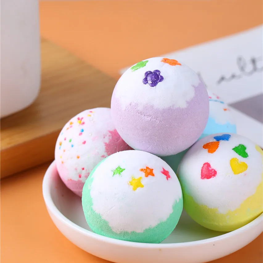 Private Label Organic Flower Bubble Handmade Vegan Bath Ball Sea Salt Two-color Granule  Aroma Bath Bombs