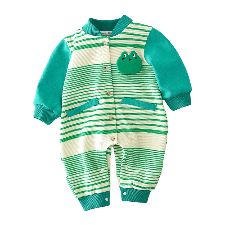 Unisex Baby Spring Frog Jumpsuit Cute Animal Print Romper Kids Long Sleeve Onesie