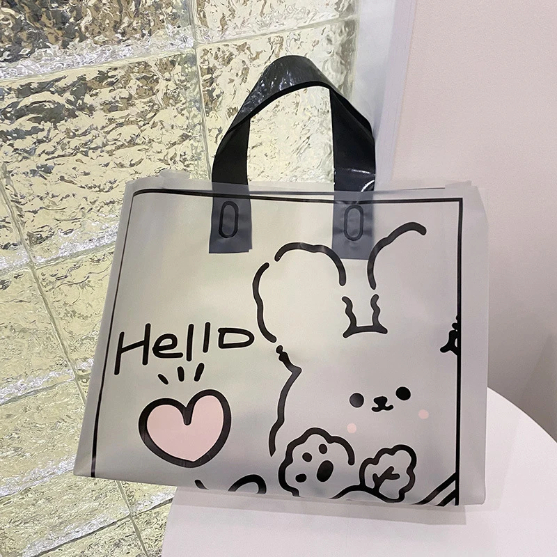 Wholesale Clothing Stores Transparent Tote Bags Plastic Clothes Shopping Gifts Packing Bags