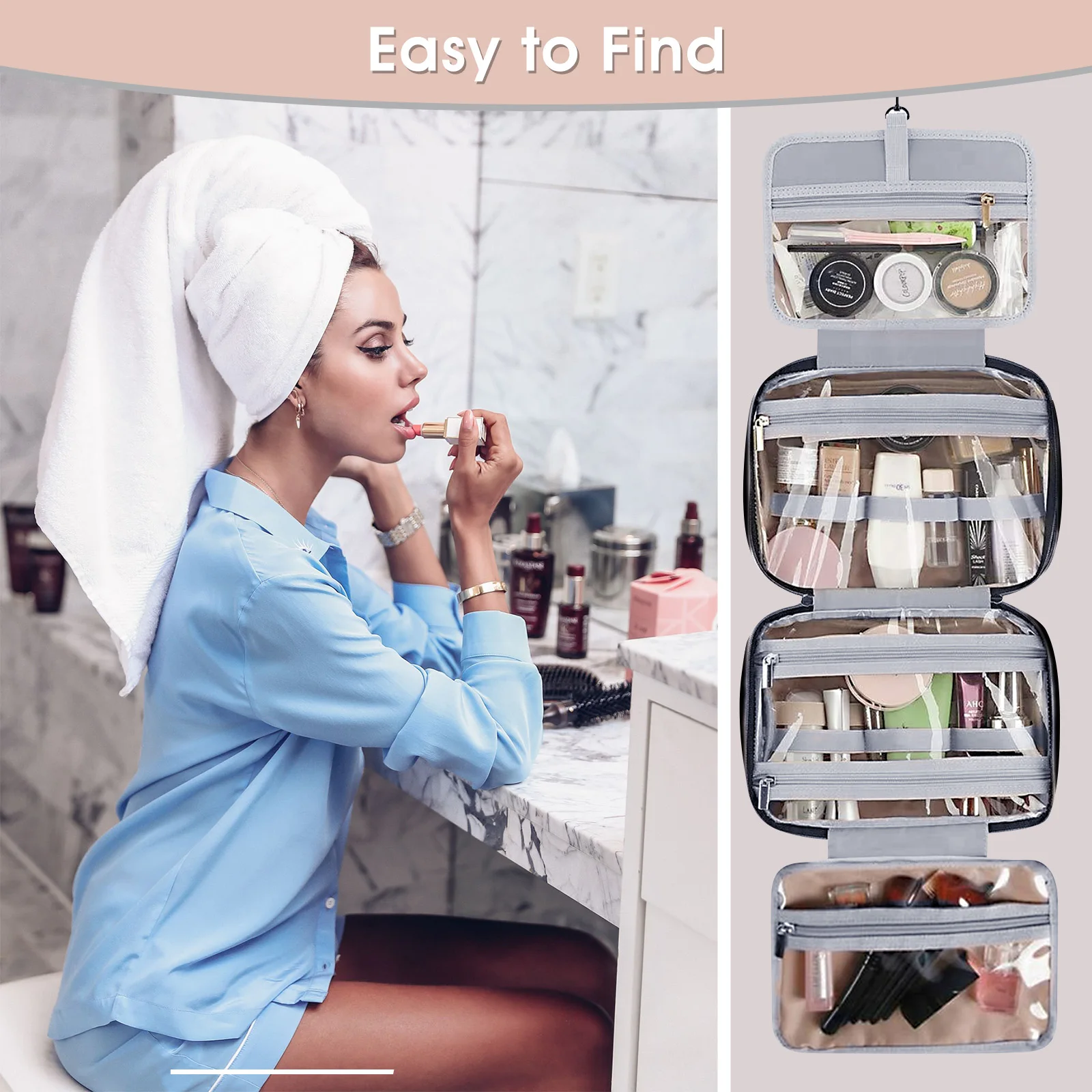 Water Resistant Travel Toiletry Organizer Beauty Custom Makeup Storage Bag Cosmetic Bag for Women Lady