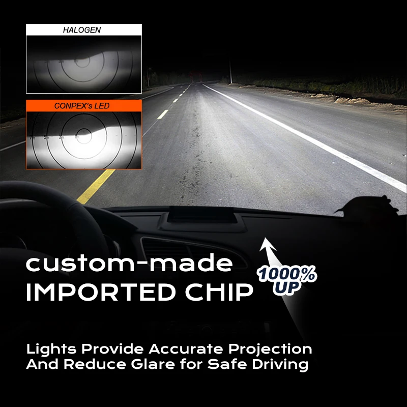 Conpex Auto Led Lighting System Led Headlight Kit Bulbs 45W 55W 90W H3 H7 H1 12V Car Led Head Lights