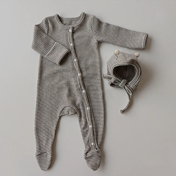  New High quality Infant Sleeper Newborn Baby Clothes Knit Cotton Onesie Rompers Stripe Kids Jumpsuits
