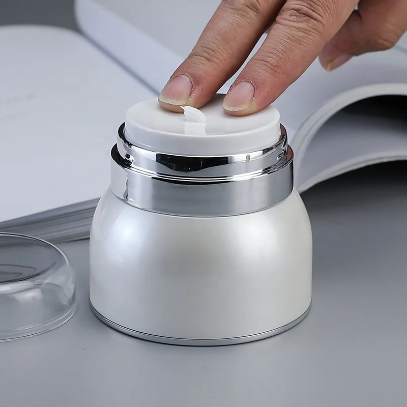 China Supplier Plastic Acrylic Elegant Airless Pump Lotion Bottle Set And Cream Jar Cosmetic Jars With Clear Lids