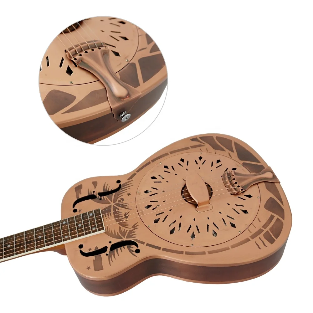 Aiersi Brand Distressed Vintage Red Rust Single Cone Resonator Guitar blues musical instrument for sale