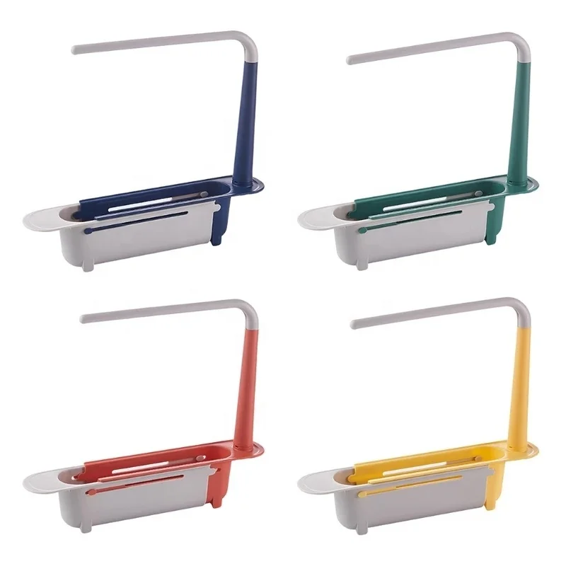 Kitchen Plastic Retractable Dishcloth Sponge Storage Shelf Holder Foldable Over Sink Drain Basket Telescopic Sink Rack