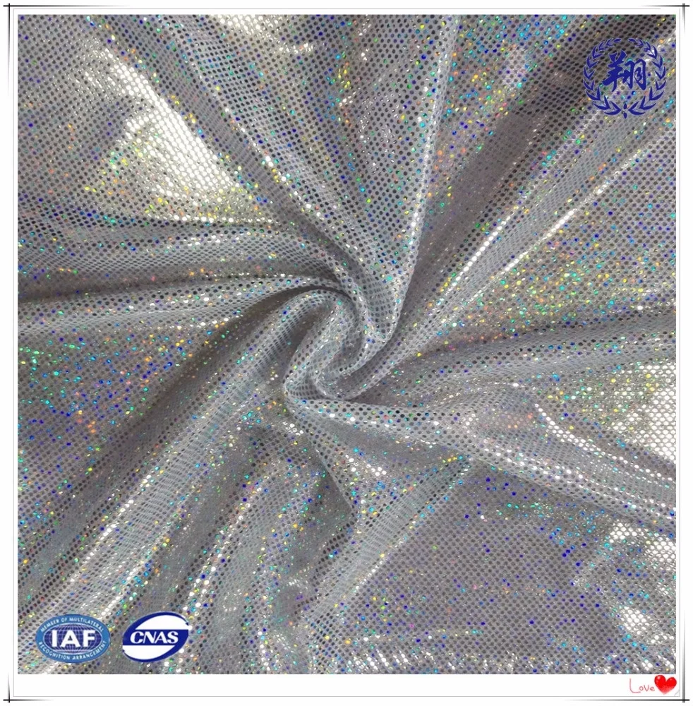 Colorful Polyester Spandex Shiny Foil Print Fabric For Dancewear