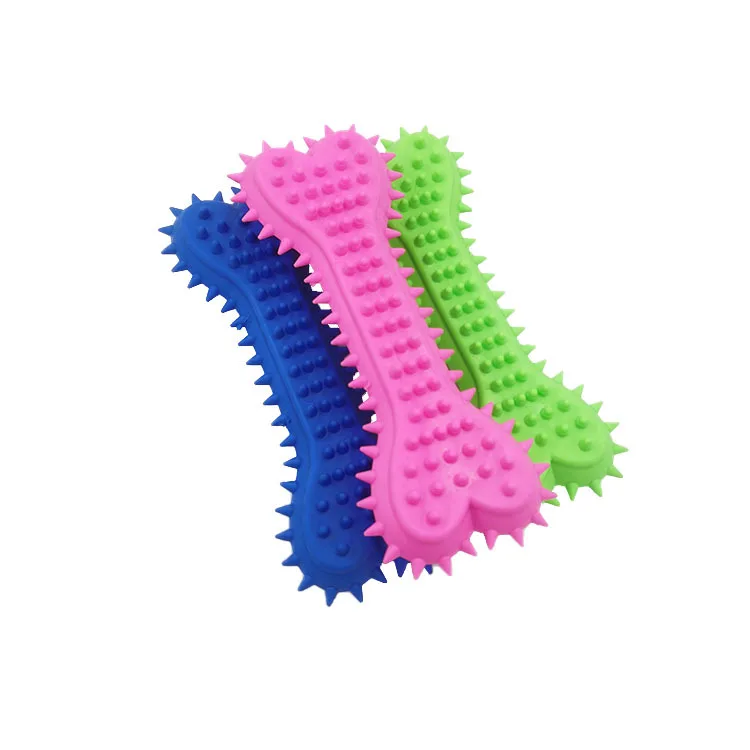 TPR Pet Dog Cat Puppy Training Toy Soft Rubber Flat Bone Shape Multifunctional Teeth Cleaning Pet Chew Toy