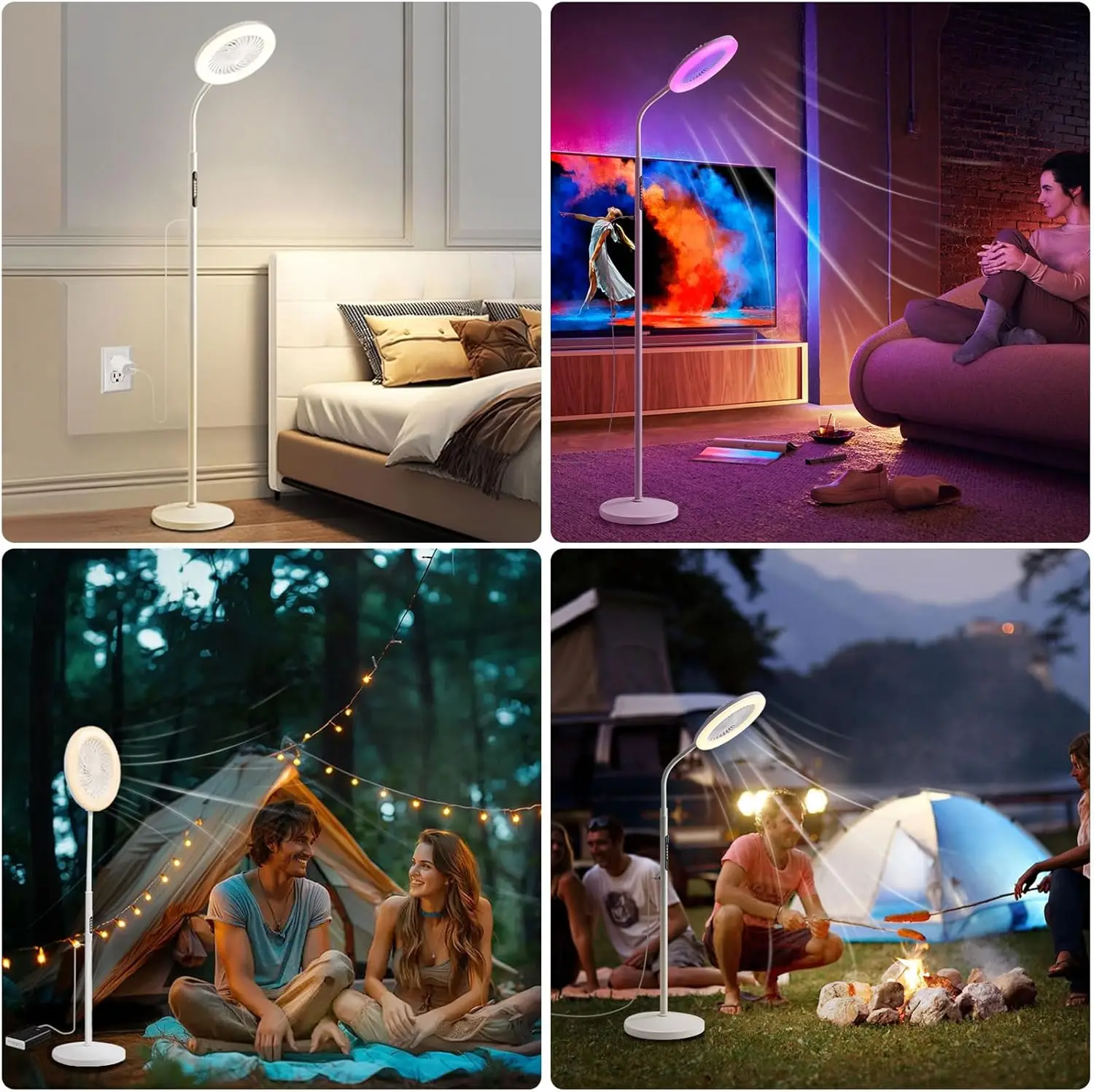 New Arrival AC100-240V DC5V 12W 3 Wind Speeds PP+Iron pipe 3 Color Temperature and RGB to Choose Modern LED Lamp with Quiet Fan