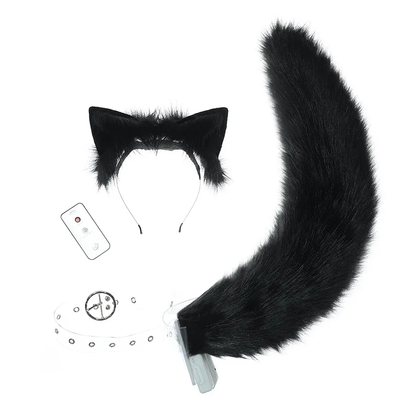 Artificial movable animal ears headgear tail props Comic-Con rechargeable headband remote control set
