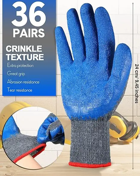 Gardening china 10G cotton crinkle latex palm costed hand protection work gloves with latex for women wholesale malaysia price