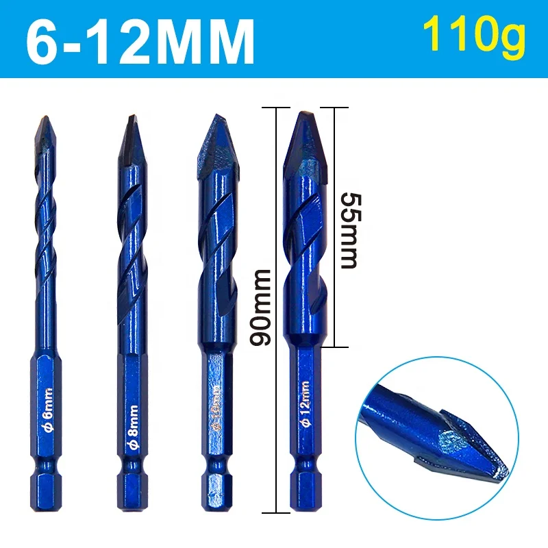 Multi functional hexagonal handle eccentric drill ceramic stone rock board all ceramic dry drilling tool set