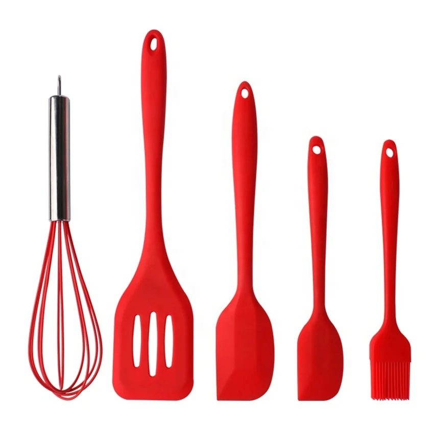 5Pcs Heat Resistant Food Grade Silicone Butter Spatula Kitchen Tool Utensils Cooking Set