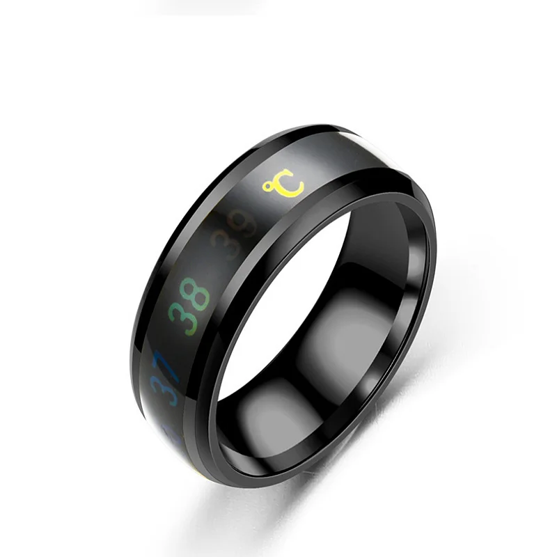 Wholesale Stainless Steel Temperature Ring Body Temperature Intelligent Thermochromic Couple Ring Jewelry