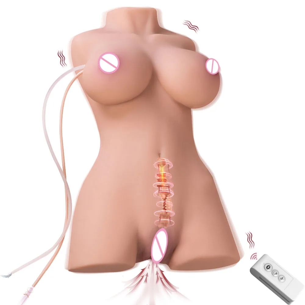 Automatic Sucking Vibrating Sex Doll 3 in 1 Realistic Lifelike Female Torso Love Doll with Big Boobs for Vaginal Anal Breast Sex